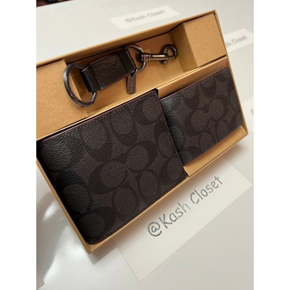Coach Mens Wallet Set 3 In 1 Boxed Gift Set In Signature Canvas - Picture 7 of 9